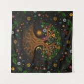 Whimsical Tree of Life - Yggdrasil Wandteppich (Vorderseite (Horizontal))