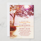 Whimsical Tree Sunset Beach Engagement Party Einladung (Vorderseite)