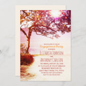 Whimsical Tree Sunset Beach Engagement Party Einladung (Vorne/Hinten)