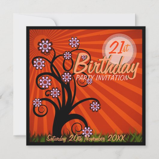 Whimsical Tree Sunshine Age Geburtstag Einladungen (Vorderseite)