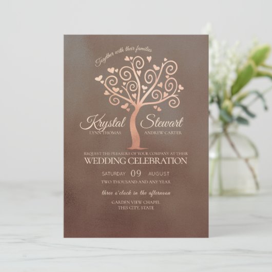 Whimsical Tree Wedding Einladung (Stehend Vorderseite)