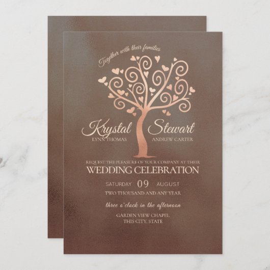Whimsical Tree Wedding Einladung (Vorne/Hinten)