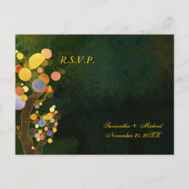Whimsical Tree Wedding RSVP Einladungspostkarte