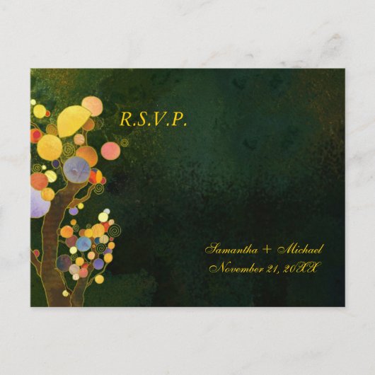 Whimsical Tree Wedding RSVP Einladungspostkarte (Vorderseite)