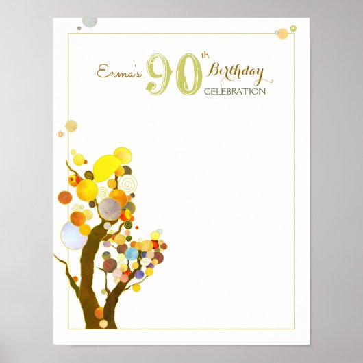 Whimsical Trees Birthday Party Guest Sign Poster (Vorne)