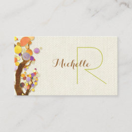 Whimsical Trees + Burlap Monogram Visitenkarte
