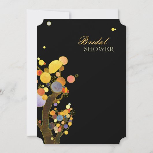 Whimsical Trees Elegantes Schwarzes Brautparty Einladung (Vorderseite)