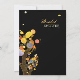 Whimsical Trees Elegantes Schwarzes Brautparty Einladung