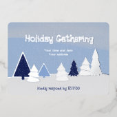 Whimsical Trees in Winter Foil Invitation Folieneinladung (Vorderseite)