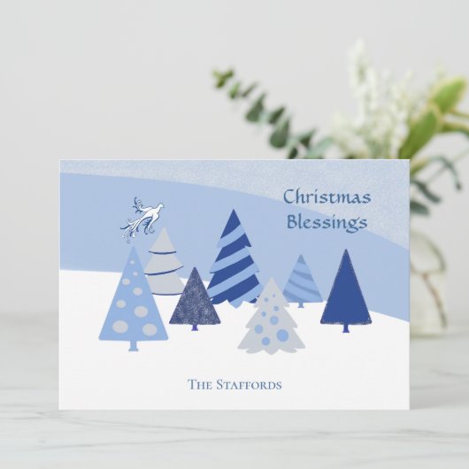 Whimsical Trees Weihnachtskarte Feiertagskarte (Stehend Vorderseite)