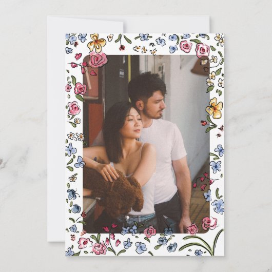 Whimsical trendy Wedding QR Code Foto Einladung (Rückseite)