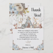 Whimsical Tribal Boho Woodland Animals Baby Dusche Dankeskarte (Vorne/Hinten)