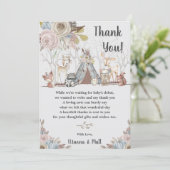 Whimsical Tribal Boho Woodland Animals Baby Dusche Dankeskarte (Stehend Vorderseite)