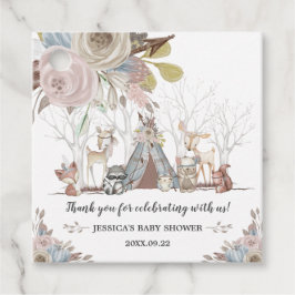 Whimsical Tribal Woodland Animals Baby Shower Girl Geschenkanhänger