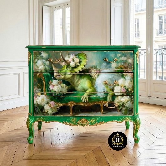 Whimsical Triceratops Floral Ballerina Decoupage Seidenpapier