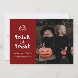 Whimsical Trick or Treat Script Halloween Photo Feiertagskarte