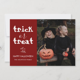 Whimsical Trick or Treat Script Halloween Photo Feiertagskarte