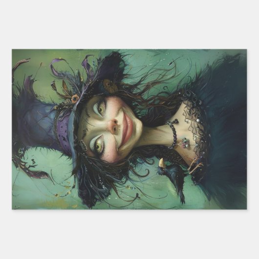 Whimsical Trio Hexen #2 Decoupage Geschenkpapier Set (Vorderseite 3)