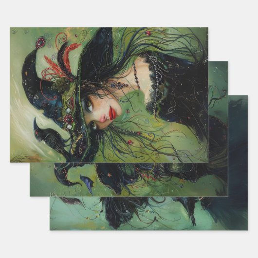 Whimsical Trio Hexen #2 Decoupage Geschenkpapier Set (Set)