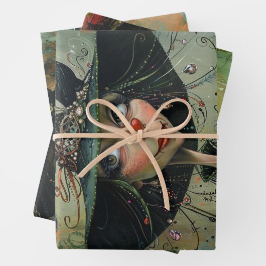 Whimsical Trio Hexen Decoupage Geschenkpapier Set (Beispiel)