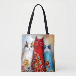Whimsical Trio of Cats Tasche