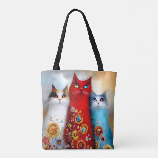 Whimsical Trio of Cats Tasche (Rückseite)