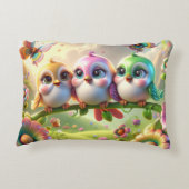 Whimsical Trio of Springtime Songbirds Dekokissen (Rückseite)