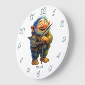 Whimsical Troll Gnome Wall Decor Kids Custom Name Große Wanduhr (Winkel)