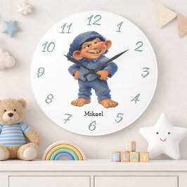 Whimsical Troll Wall Decor for Kids Custom Name  Große Wanduhr