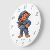 Whimsical Troll Wall Decor for Kids Custom Name Große Wanduhr (Winkel)
