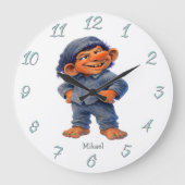 Whimsical Troll Wall Decor for Kids Custom Name Große Wanduhr (Vorderseite)