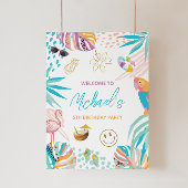 Whimsical Tropical Birthday Willkommenszeichen Fotodruck
