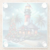 Whimsical Tropical Christmas Lighthouse Aquamarin  Glasuntersetzer (Rückseite)