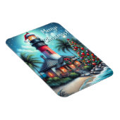 Whimsical Tropical Christmas Lighthouse Aquamarin  Magnet (Rechte Seite)