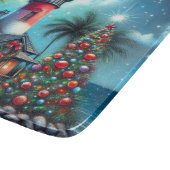 Whimsical Tropical Christmas Lighthouse Aquamarin  Schneidebrett (Ecke)