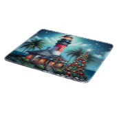 Whimsical Tropical Christmas Lighthouse Aquamarin  Schneidebrett (Ecke)