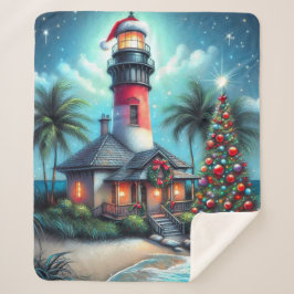 Whimsical Tropical Christmas Lighthouse Aquamarin  Sherpadecke