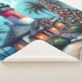 Whimsical Tropical Christmas Lighthouse Aquamarin  Sherpadecke (3/4)