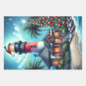 Whimsical Tropical Christmas Lighthouse Decoupage Geschenkpapier Set (Vorderseite)