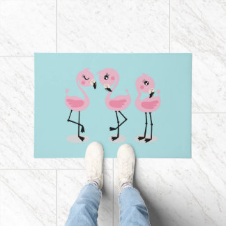Whimsical tropical flamingos fußmatte