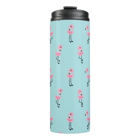 Whimsical tropical flamingos thermosbecher (Vorderseite)