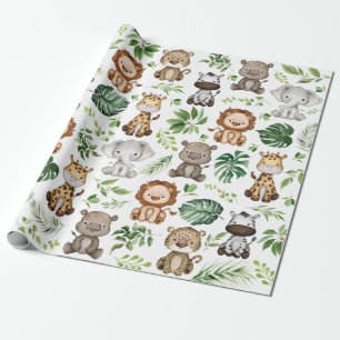 Whimsical Tropical Jungle Safari Wilde Tiere Geschenkpapier