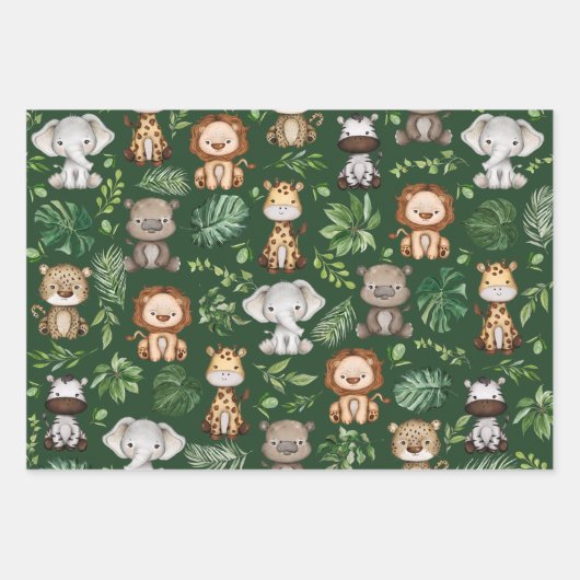 Whimsical Tropical Jungle Safari Wilde Tiere Geschenkpapier Set (Vorderseite 2)