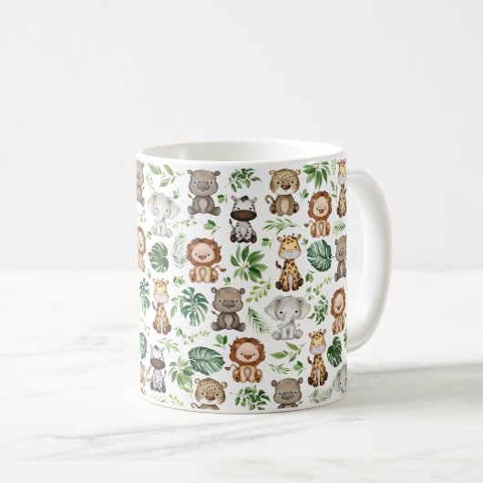 Whimsical Tropical Jungle Safari Wilde Tiere Kaffeetasse (VorderseiteRechts)