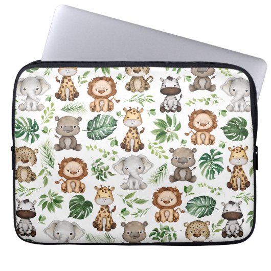 Whimsical Tropical Jungle Safari Wilde Tiere Laptopschutzhülle (Vorderseite)