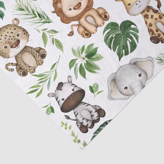 Whimsical Tropical Jungle Safari Wilde Tiere Seidenpapier (Detail)