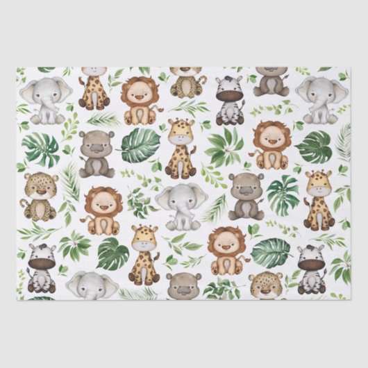 Whimsical Tropical Jungle Safari Wilde Tiere Seidenpapier (Vorderseite)