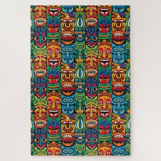 Whimsical Tropical Tiki Masken Puzzle (Vertikal)