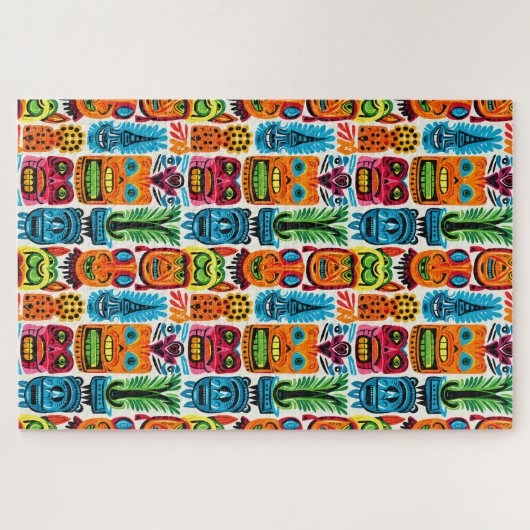 Whimsical Tropical Tiki Masken Puzzle (Horizontal)