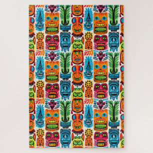 Whimsical Tropical Tiki Masken Puzzle